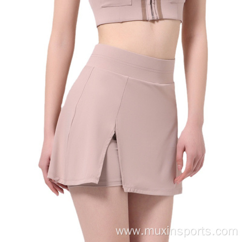 Two Pieces Women Sport Short Skirt Nude Feel